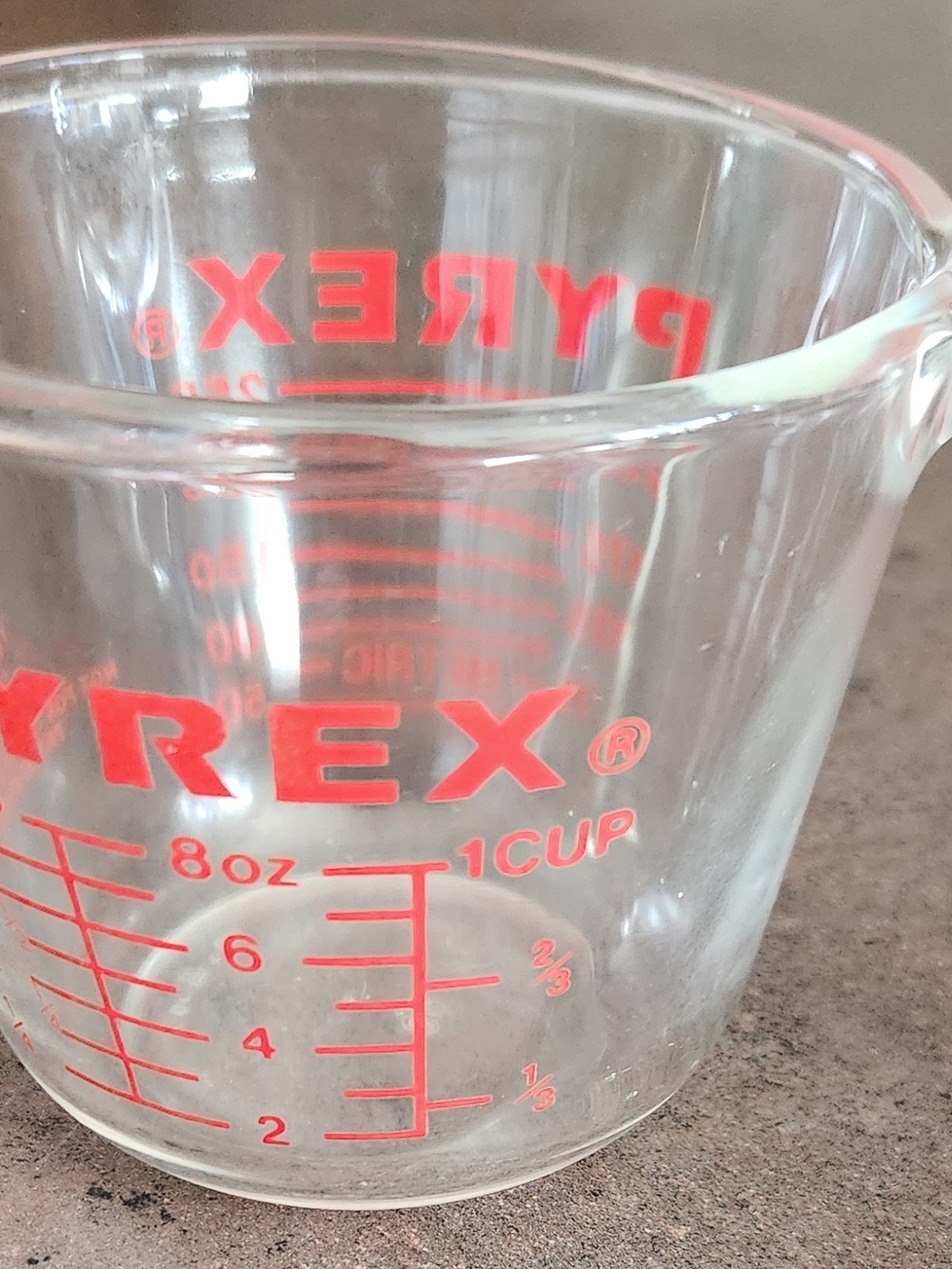 Vintage Pyrex 508 1 Cup Glass Measuring Cup Red Lettering Corning NY USA